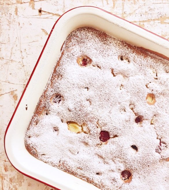 Rhabarber Kuchen mit Himbeeren