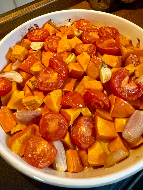 Kuerbissuppe aus dem Ofen